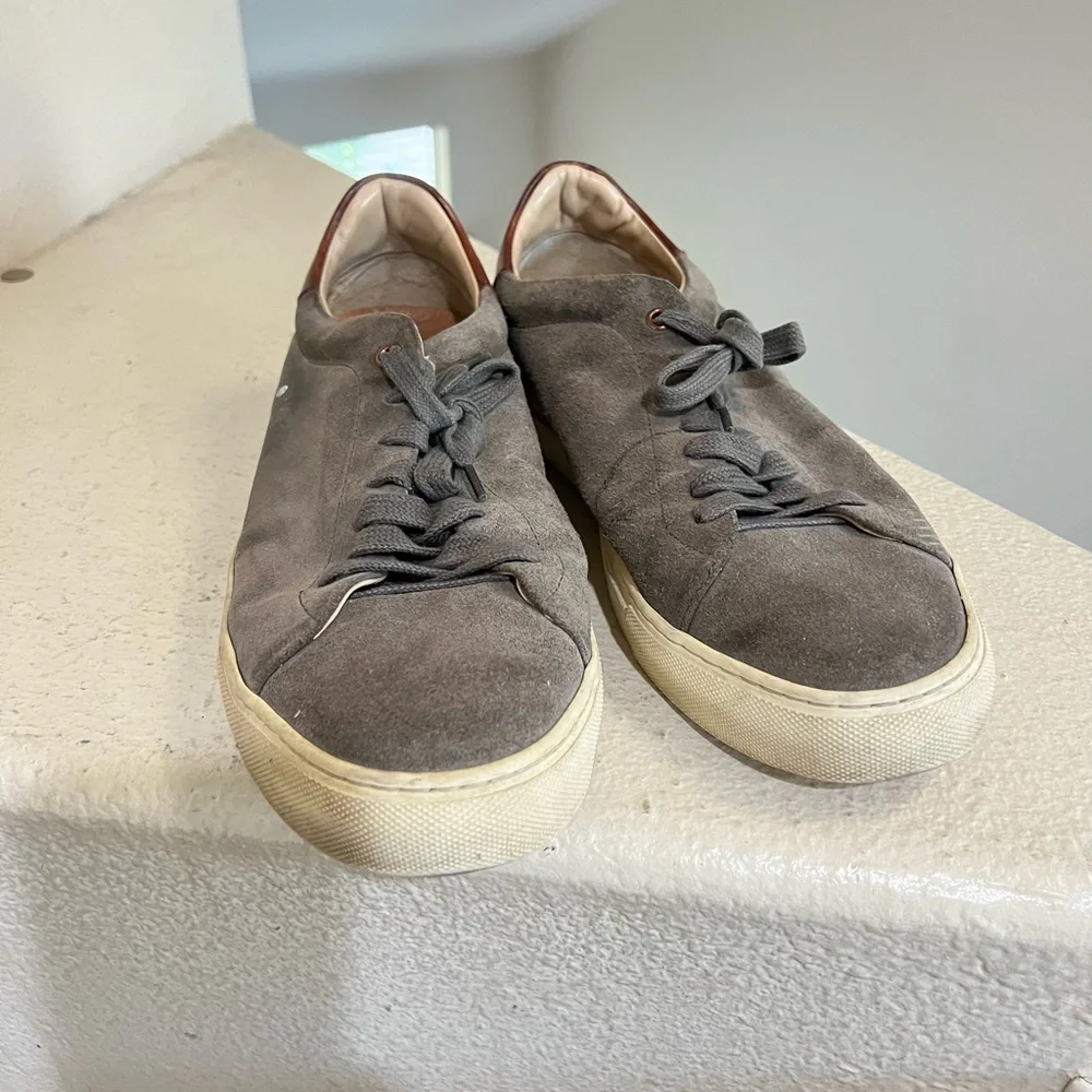 Good Man Brand Edge Men's 12 Beige Suede Leather Casual Sneakers Low Top Italy